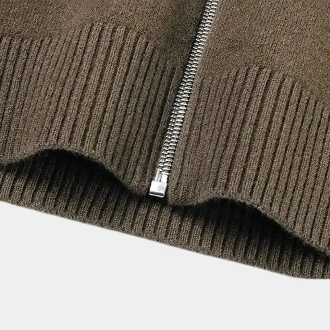 Woll Zip Rollkragenpullover aus Strick