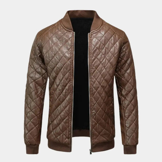 Braune Leder-Bomberjacke