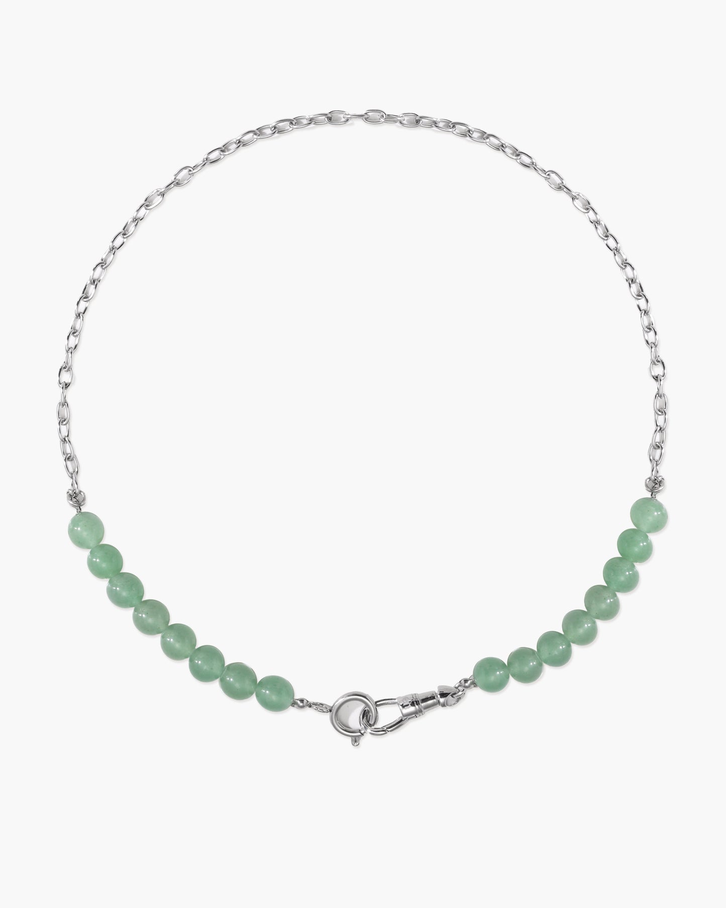 Damen Perlenkette mit Bergkristall und Charm Holder Verschluss wasserfest hypoallergen Edelstahl