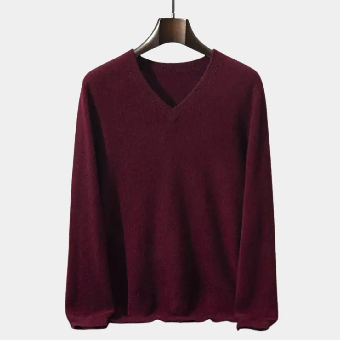 V-Ausschnitt Strickpullover aus Wolle