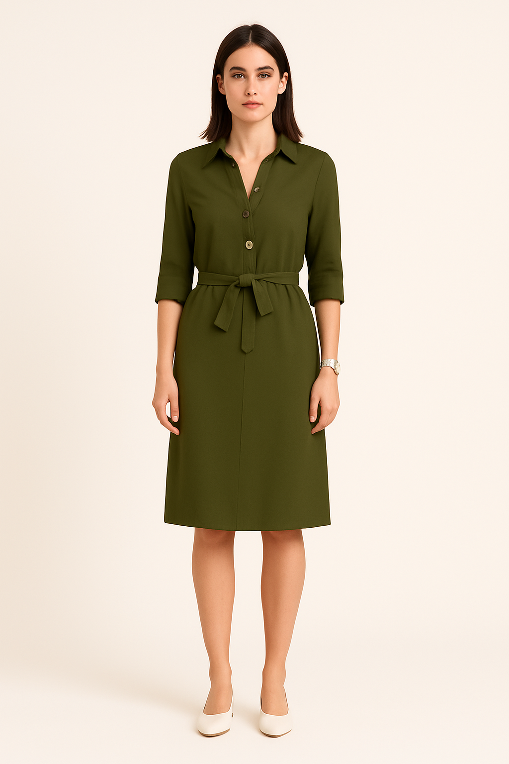 HERBERGER | Festliches Damen Hemdblusenkleid mit Knopfleiste