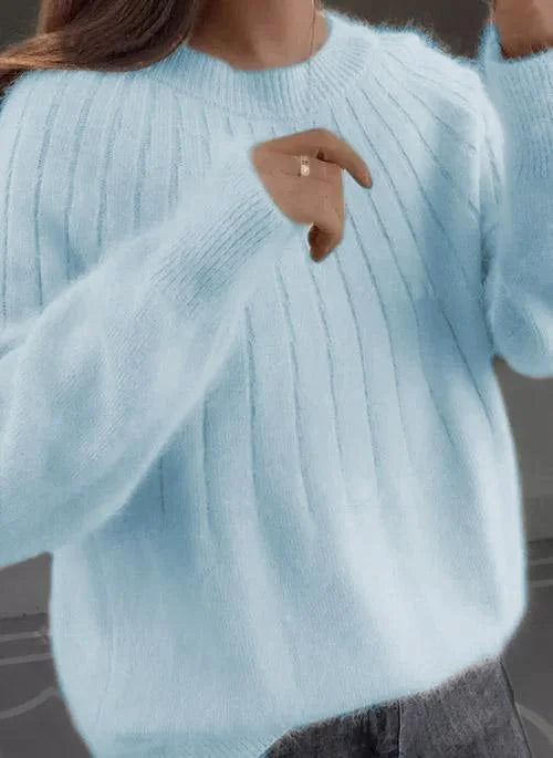 Shereen – Rundhals Pullover Mit Flauschigem Kragen