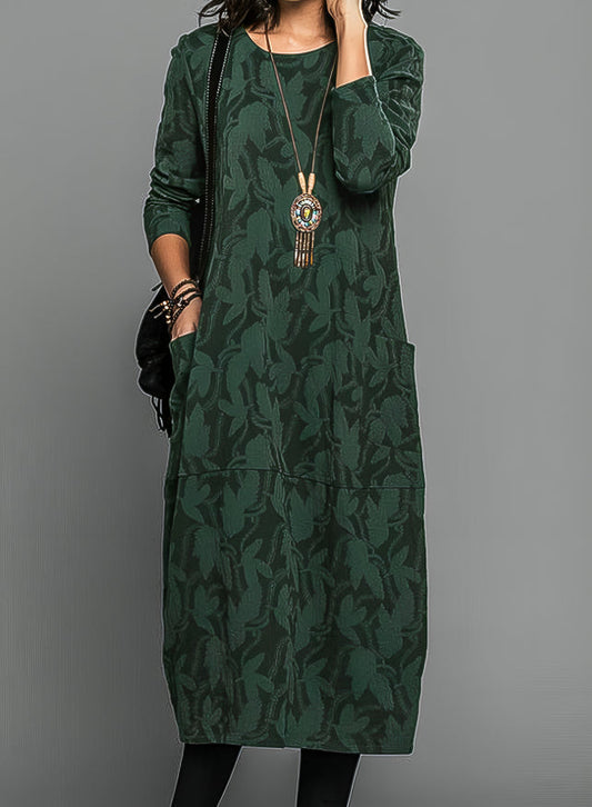 Lässiges Rundhals Winterkleid