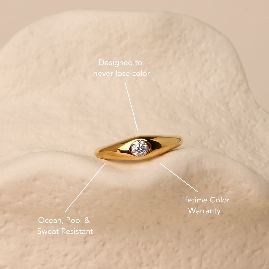 Damen Ring goldfarben Moissanit wasserfest hypoallergen 5 mm