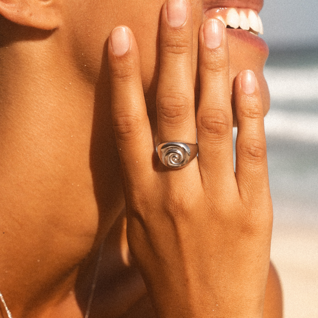 Damen Ring Gold Spiral Nautilus wasserdicht hypoallergen