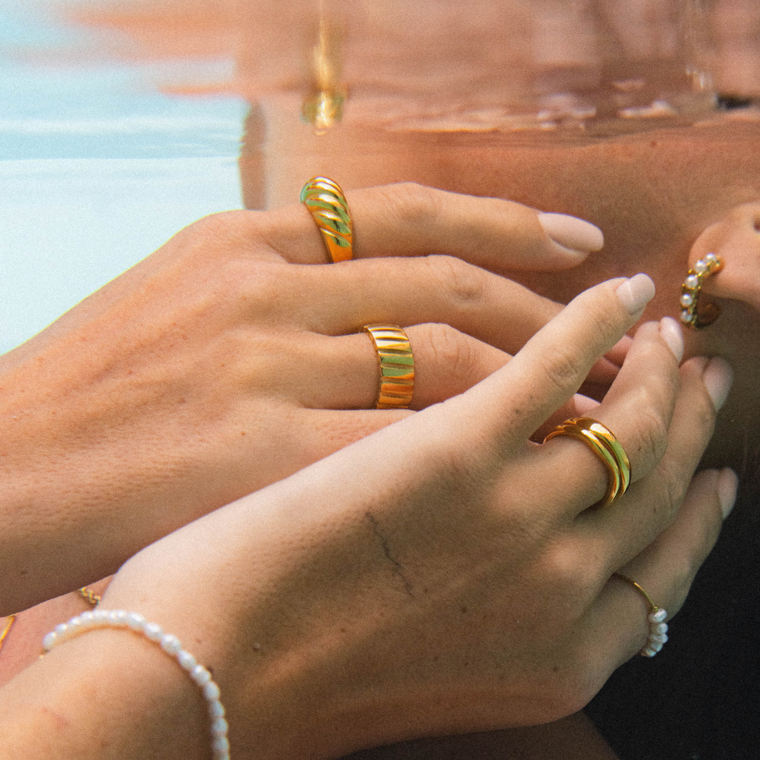 Damen Ring Gold bold wasserfest hypoallergen stapelbar