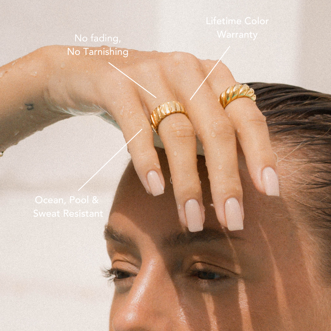 Damen Ring Gold bold wasserfest hypoallergen stapelbar