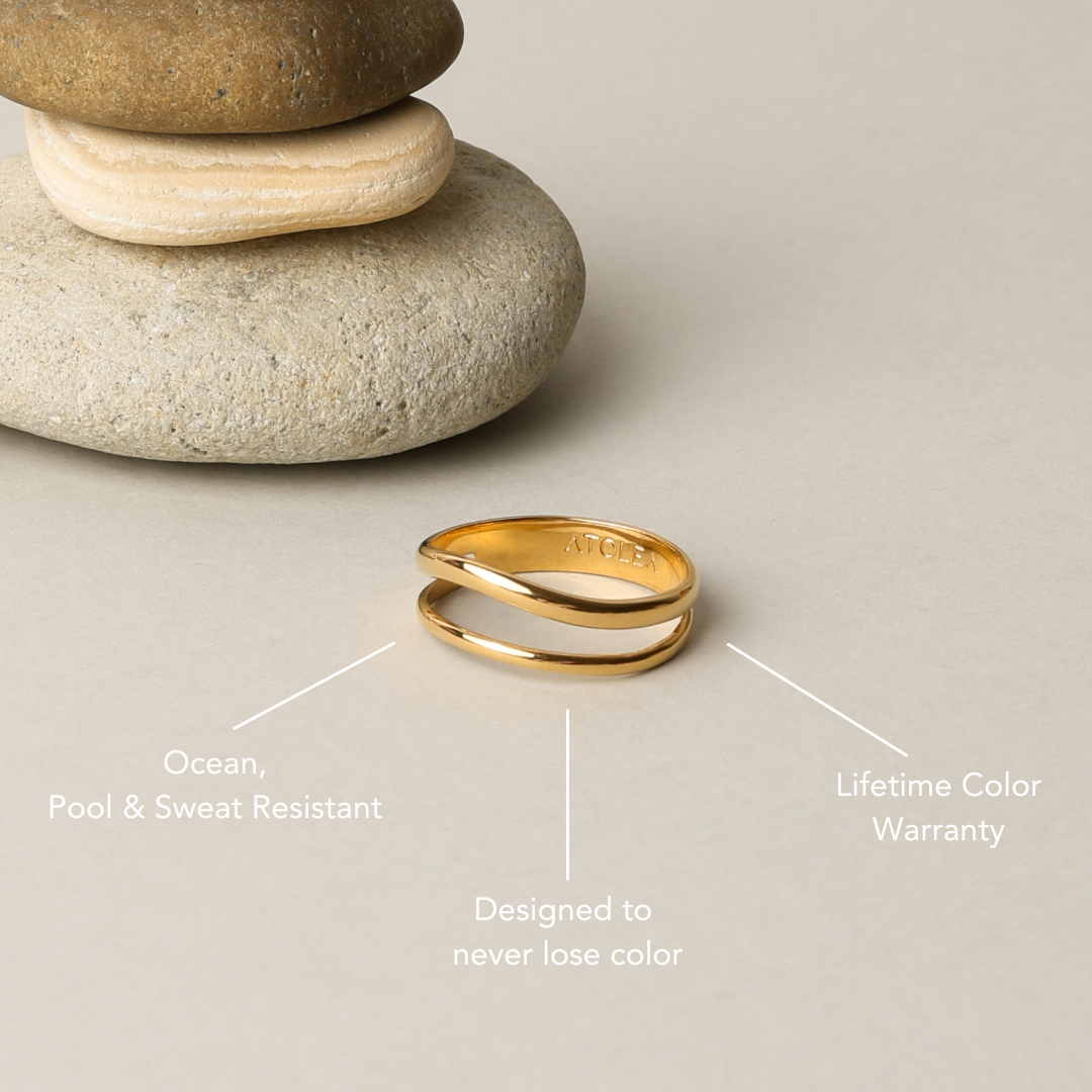 Damen Doppelring Gold wasserfest hypoallergen