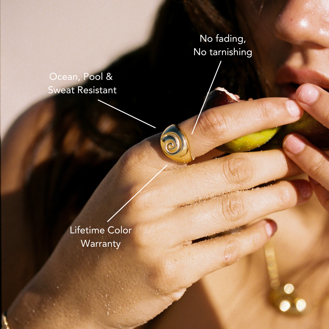 Damen Ring Gold Spiral Nautilus wasserdicht hypoallergen