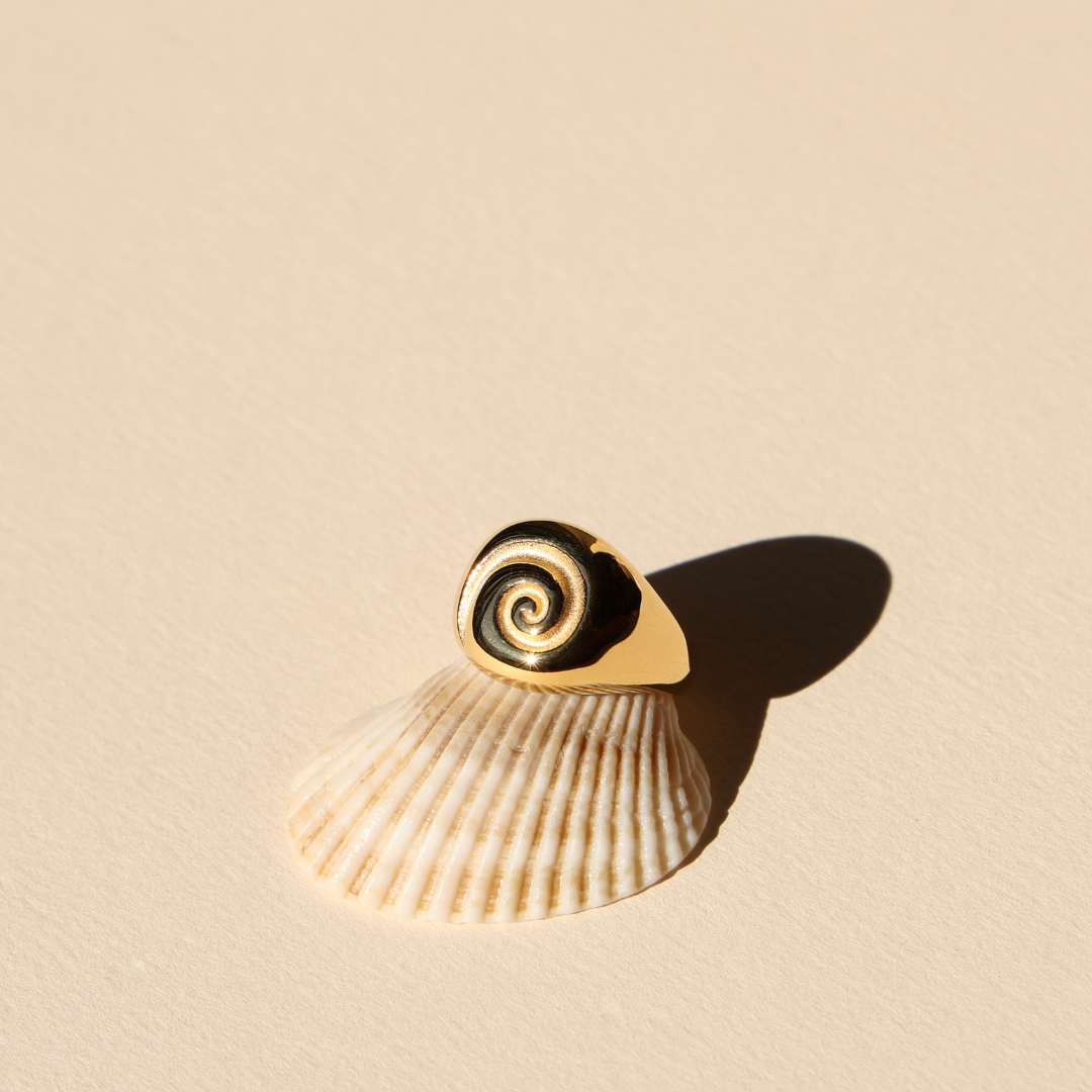 Damen Ring Gold Spiral Nautilus wasserdicht hypoallergen
