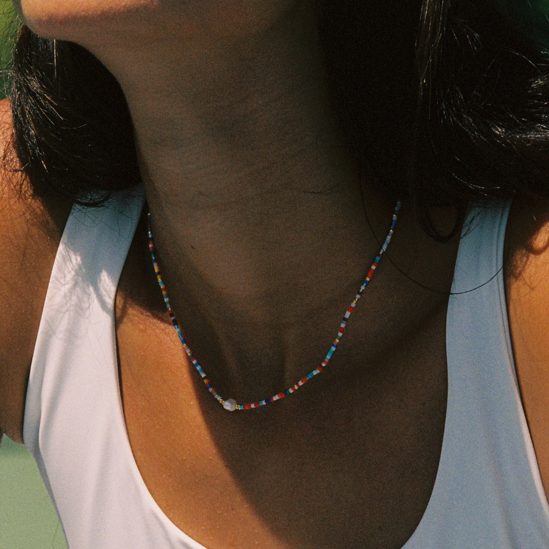 Damen Perlen Choker Bunt mit Süßwasserperle Gold wasserfest Halskette