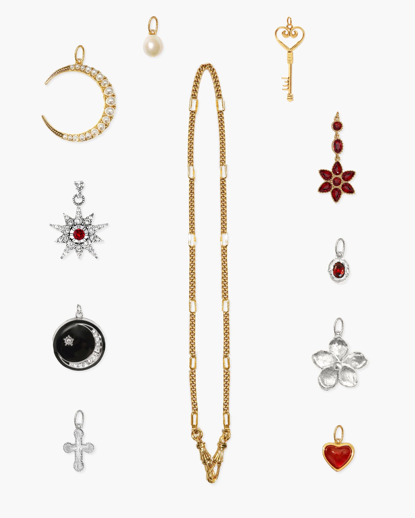 Damen Halskette Gold mit Charm Holder Verschluss Edelstahl wasserfest hypoallergen
