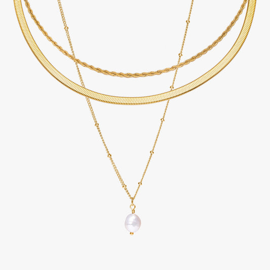 Damen Schmuckset Gold Herringbone Choker Sonnenanhänger Halskette wasserfest 2-teilig