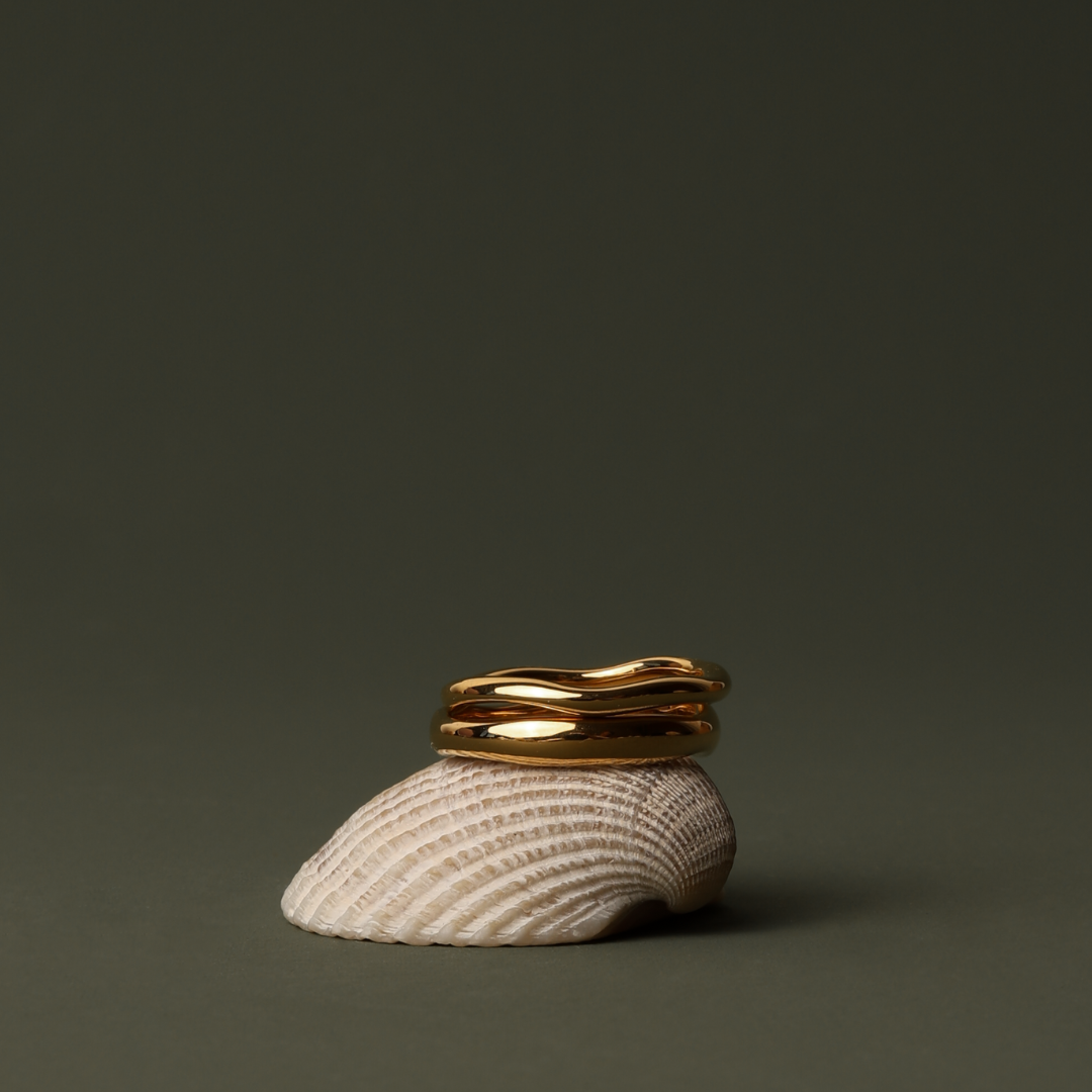 Damen Ring Set gold wasserfest stapelbar 2-teilig hypoallergen