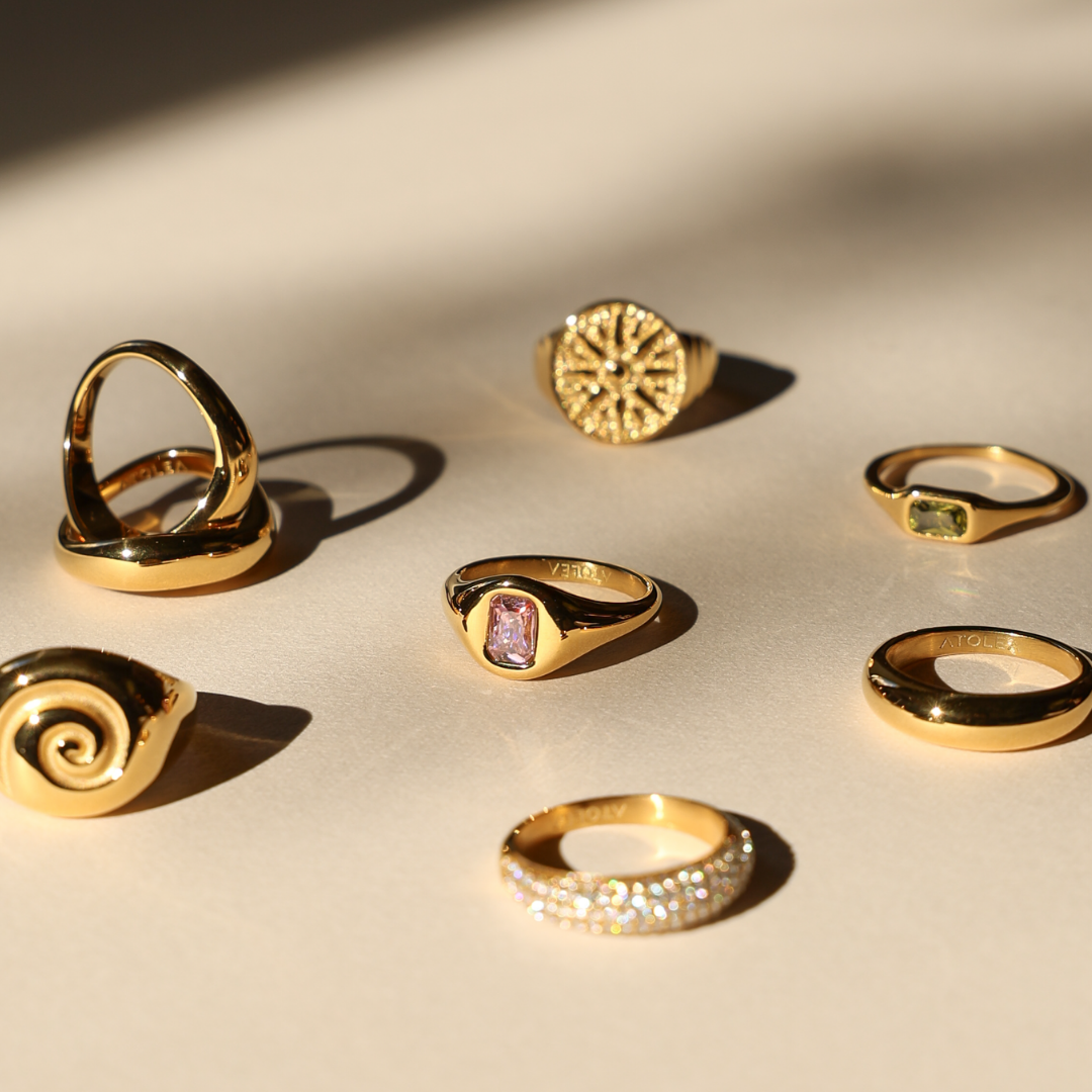 Damen Ring Gold Rosa Zirkon wasserfest hypoallergen