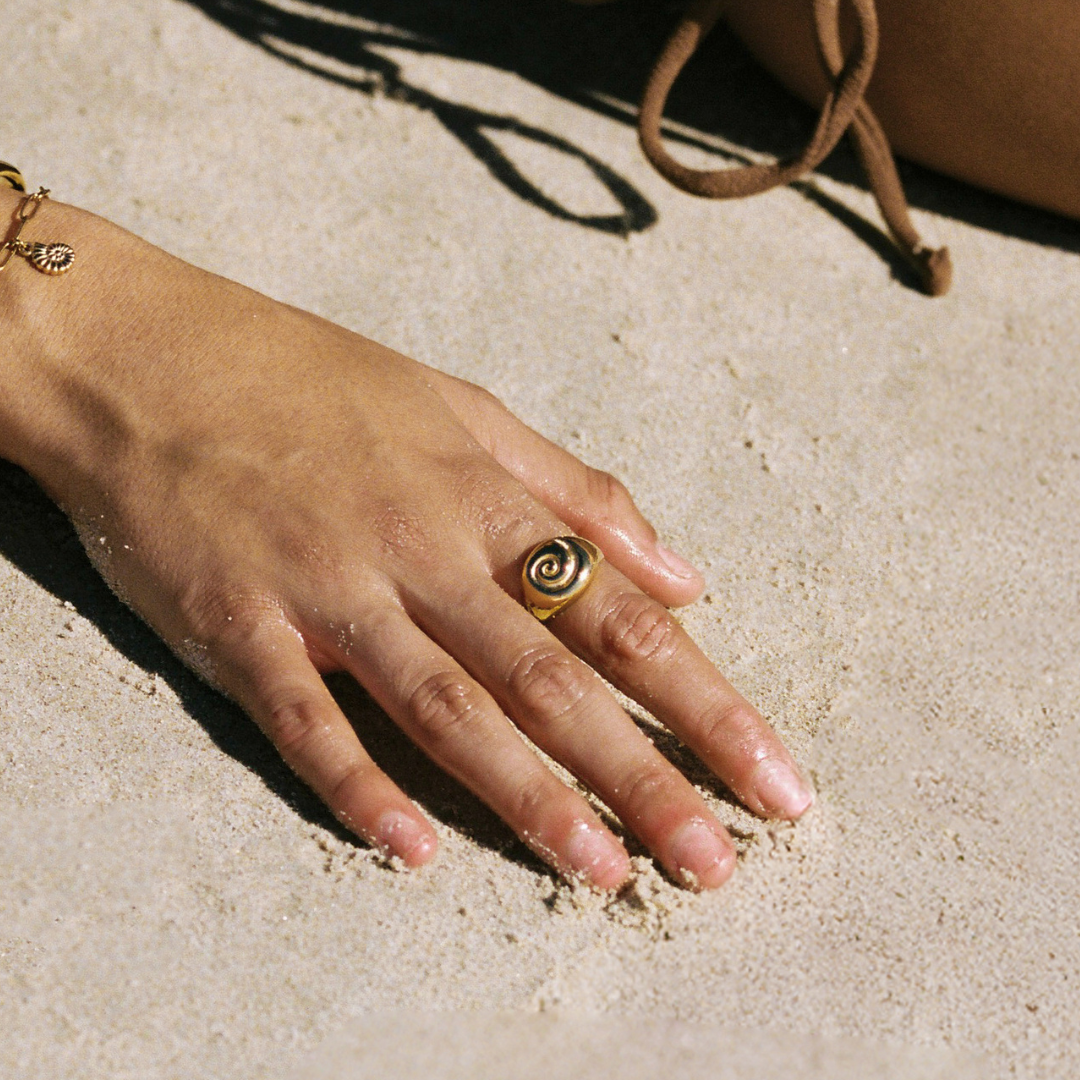 Damen Ring Gold Spiral Nautilus wasserdicht hypoallergen