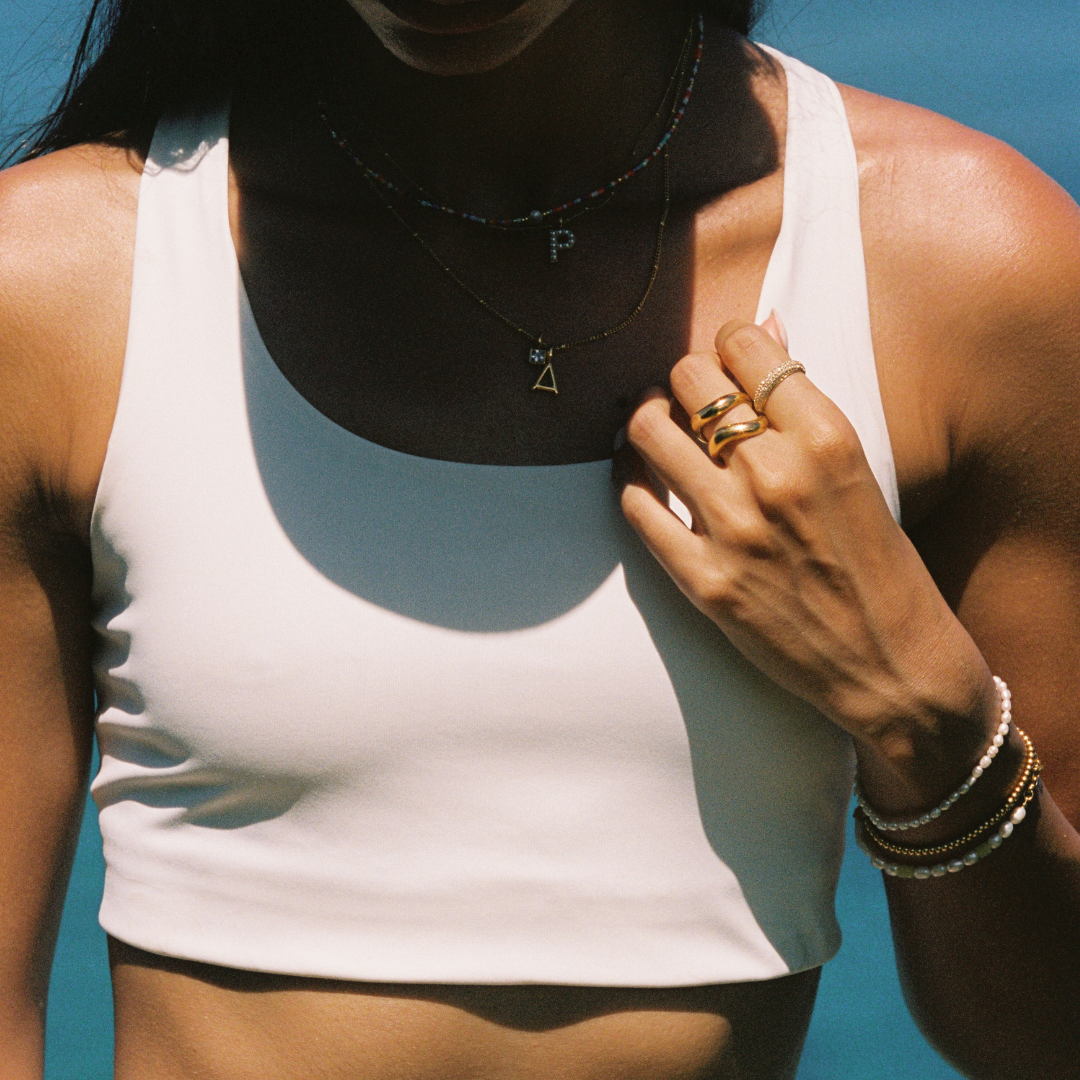 Damen Ring Set Gold stapelbar wasserdicht hypoallergen 2-teilig