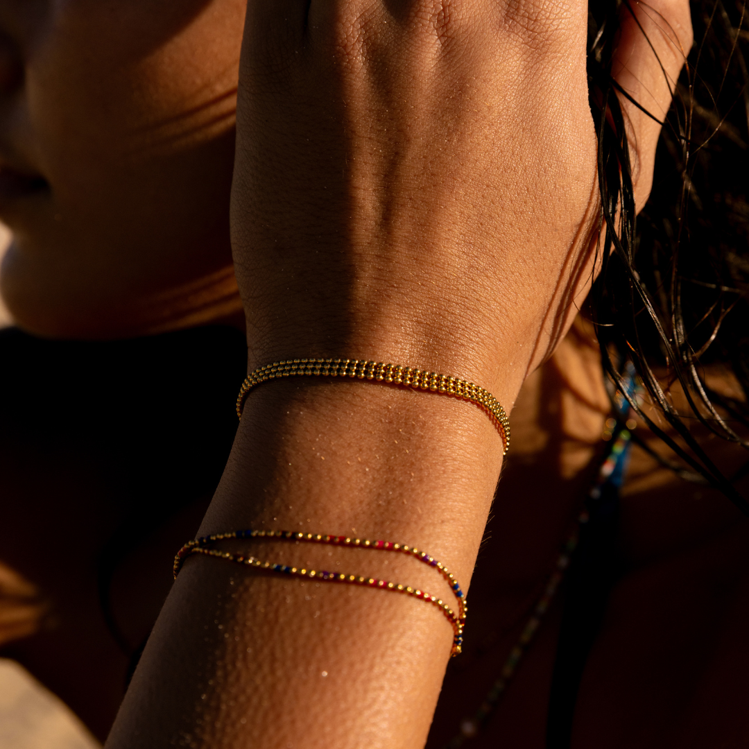 Damen Gliederarmband Gold verstellbar wasserfest hypoallergen Edelstahl 4,4 mm