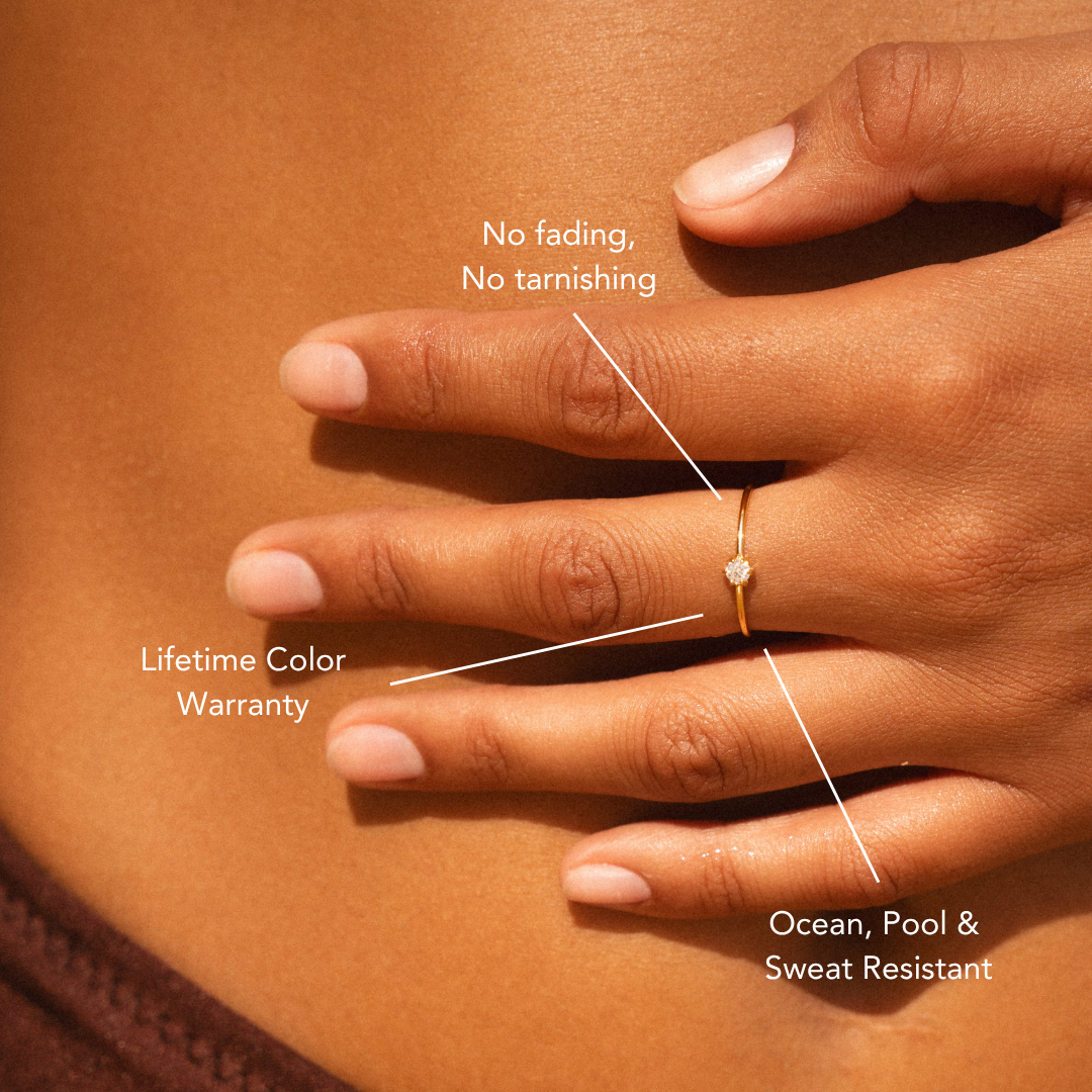 Damen Ring Gold Moissanit 1 mm wasserfest hypoallergen