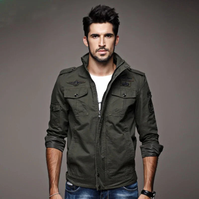 Herren Militär Jacke Cargo Übergangs Jacke für Frühling und Herbst, lässige Herrenjacke, Plus Size
