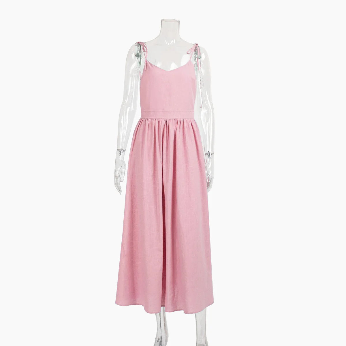 Damen A-Linien Sommerkleid mit V-Ausschnitt Trägern locker für Strand und Freizeit