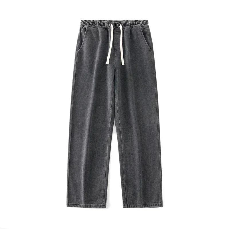Herren Loose Jeans, koreanische Streetwear mit geradem Schnitt und weitem Bein in Schwarz oder Hellblau