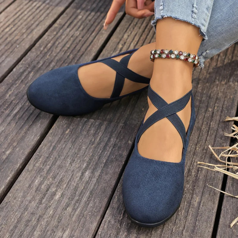 Damen Loafer Antislipsohle Retro im römischen Stil Große Größen Casual Eintönige Tanzschuhe Komfortabel