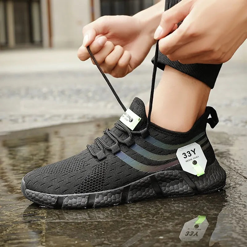 Herren Sneaker Schwarz Atmungsaktiv Leicht Outdoor Laufschuhe Sportschuhe Mesh