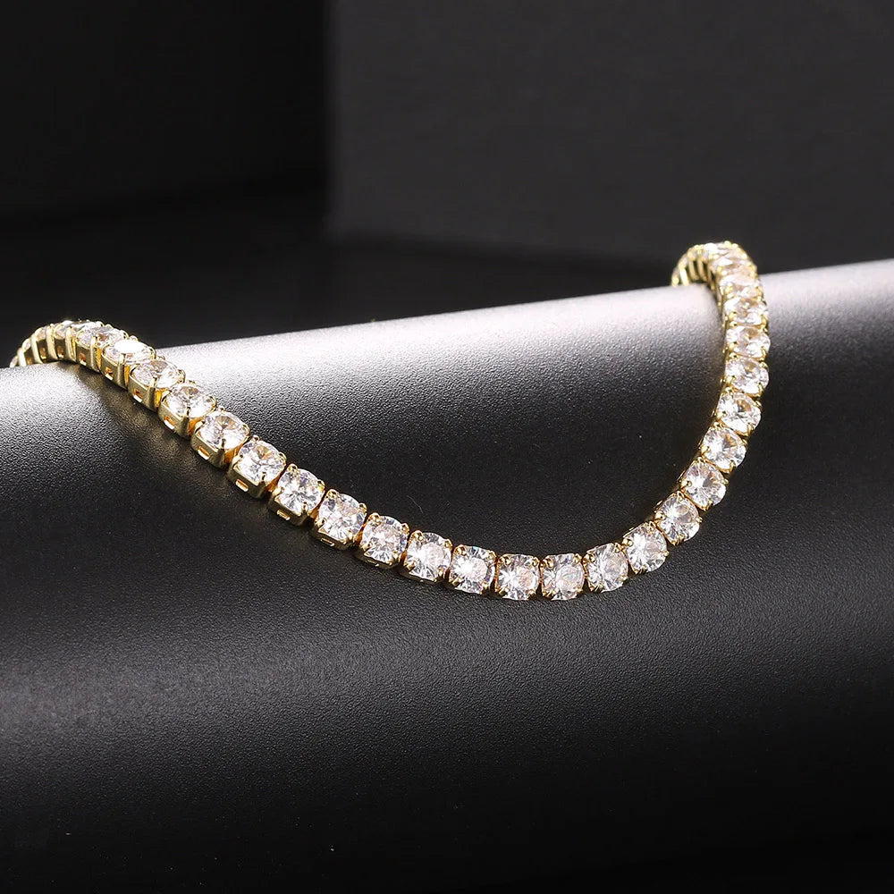 Damen Choker Halskette Tennis-Kette mit Cubic-Zirkonia Diamant-Look Kurze Hip-Hop Schmuckkette