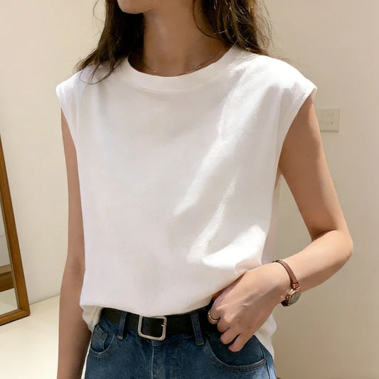 Damen Tanktop Ärmellos Locker Stretch Basic Oberteil für Sommer und Alltag