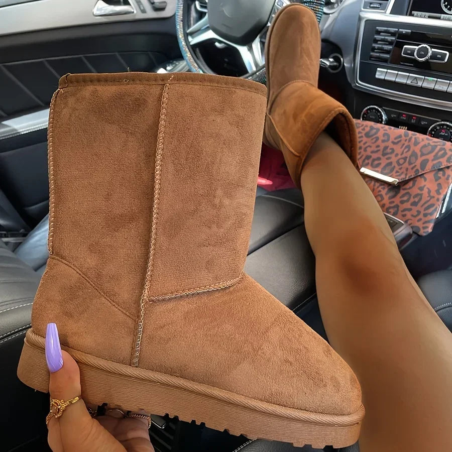 Damen Winterstiefel, mittelhohe Schneestiefel mit warmer Ausführung und rutschfester Sohle
