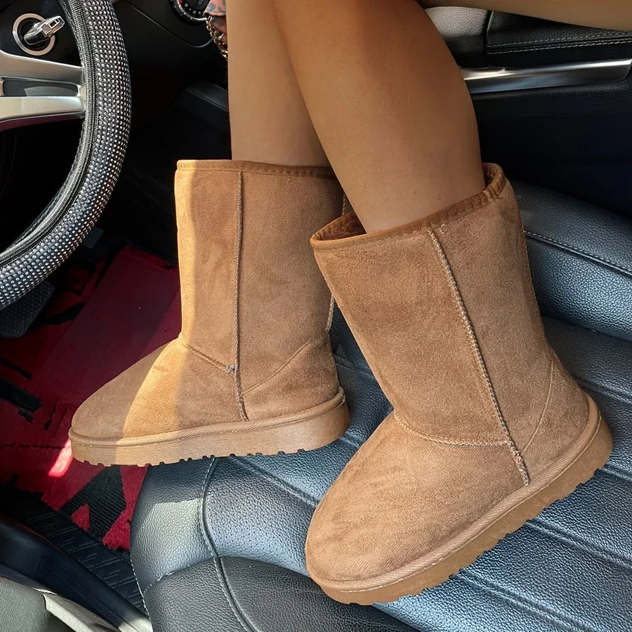 Damen Winterstiefel, mittelhohe Schneestiefel mit warmer Ausführung und rutschfester Sohle