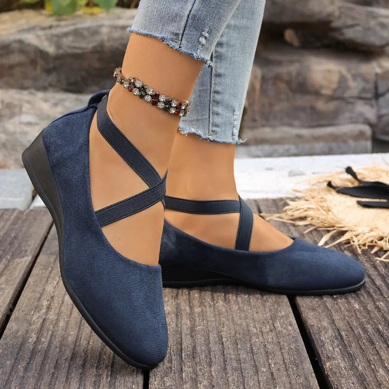 Damen Loafer Antislipsohle Retro im römischen Stil Große Größen Casual Eintönige Tanzschuhe Komfortabel