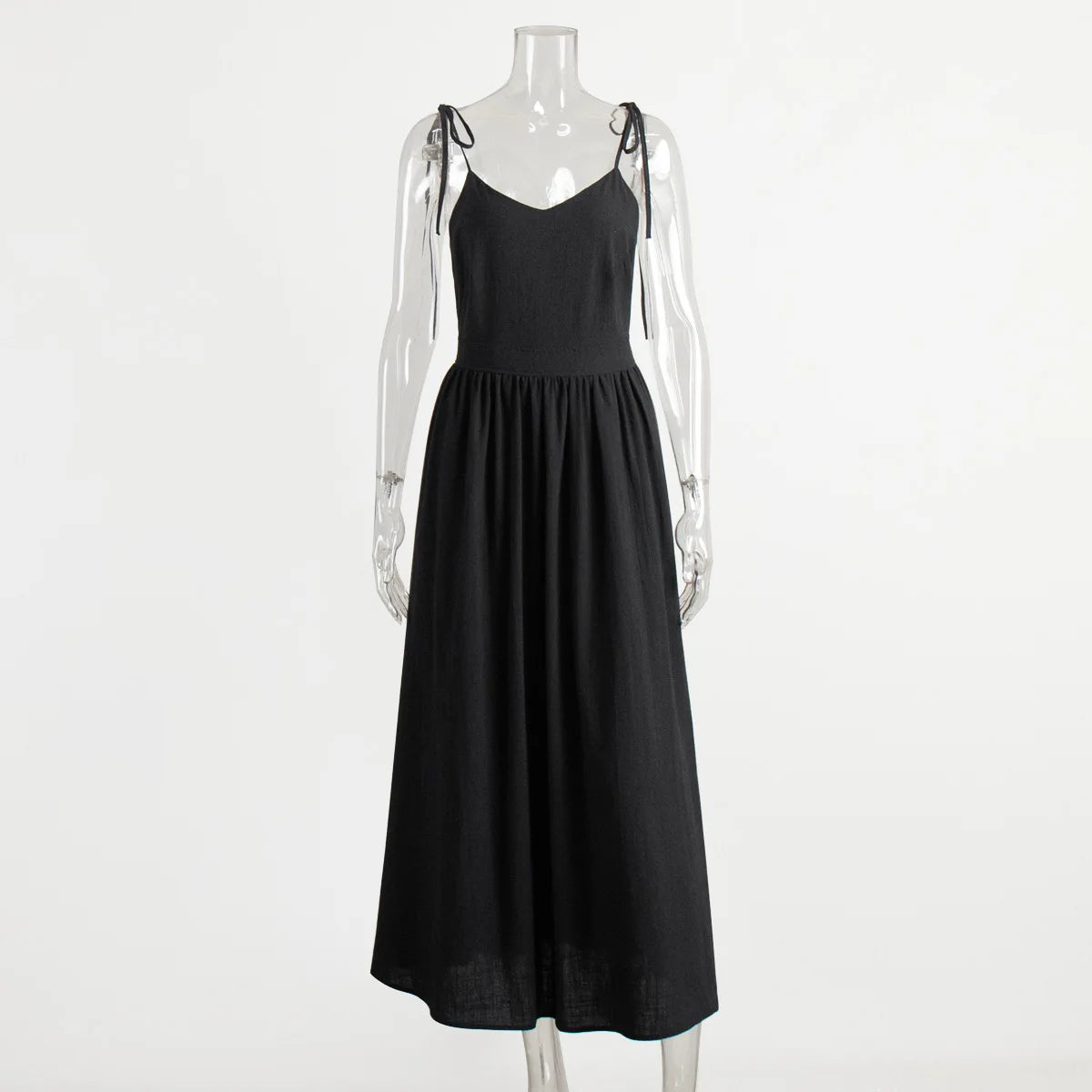 Damen A-Linien Sommerkleid mit V-Ausschnitt Trägern locker für Strand und Freizeit