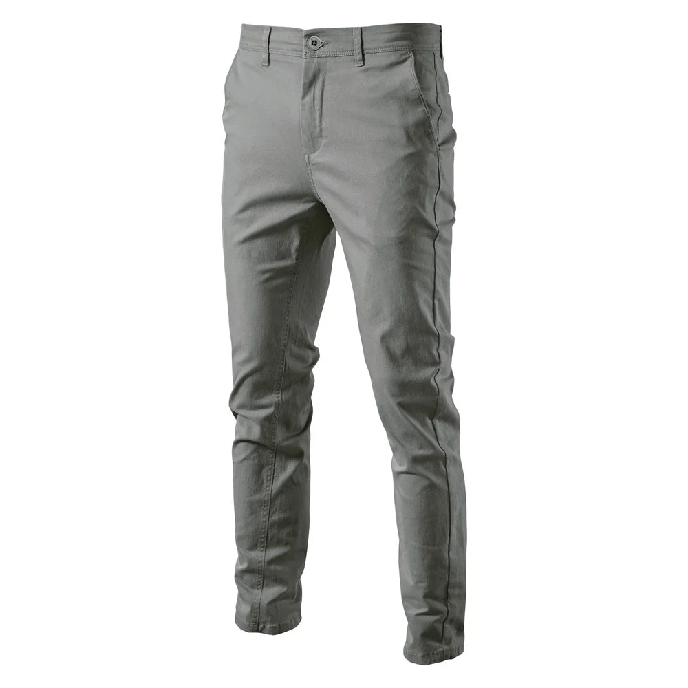 Herren Stoffhose Slim Fit, einfarbige klassische Businesshose für Frühling und Herbst