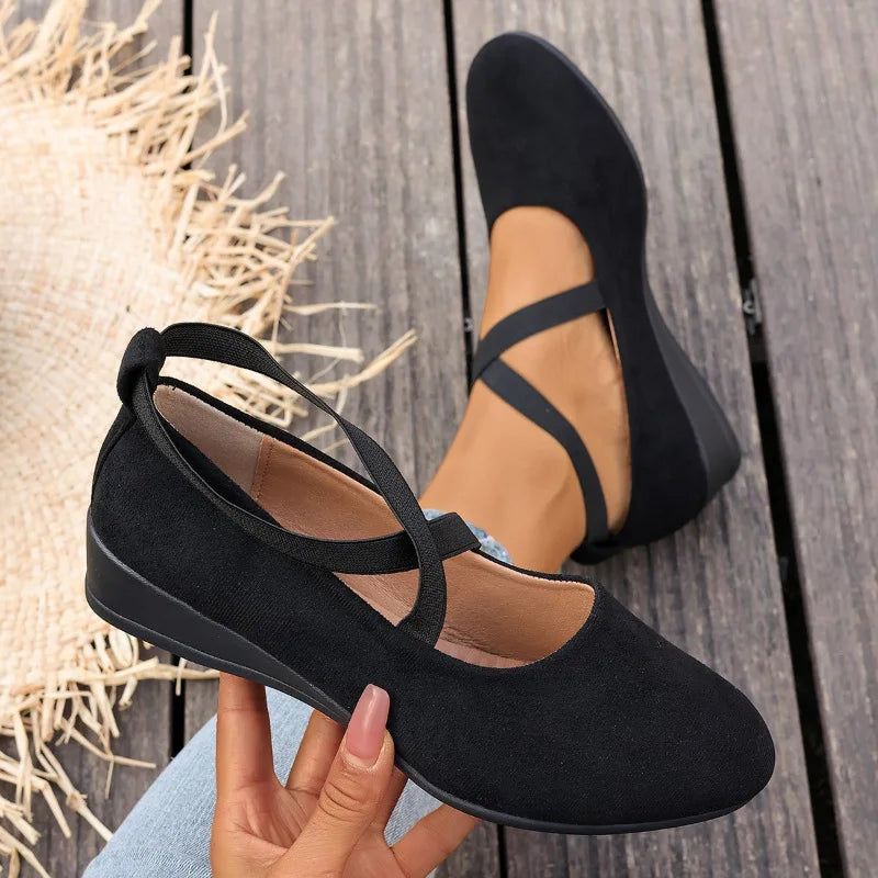 Damen Loafer Antislipsohle Retro im römischen Stil Große Größen Casual Eintönige Tanzschuhe Komfortabel