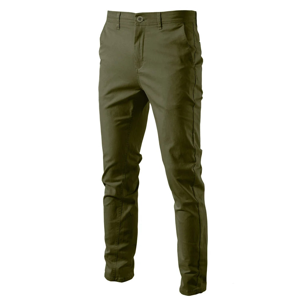 Herren Stoffhose Slim Fit, einfarbige klassische Businesshose für Frühling und Herbst