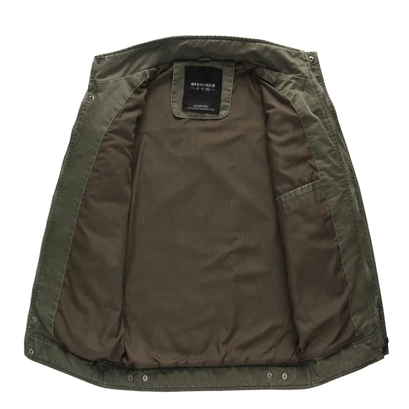 Herren Militär Jacke Cargo Übergangs Jacke für Frühling und Herbst, lässige Herrenjacke, Plus Size