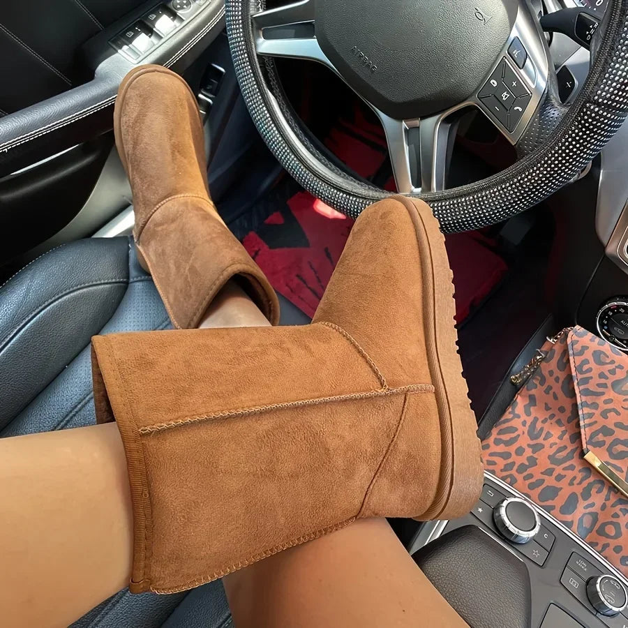 Damen Winterstiefel, mittelhohe Schneestiefel mit warmer Ausführung und rutschfester Sohle