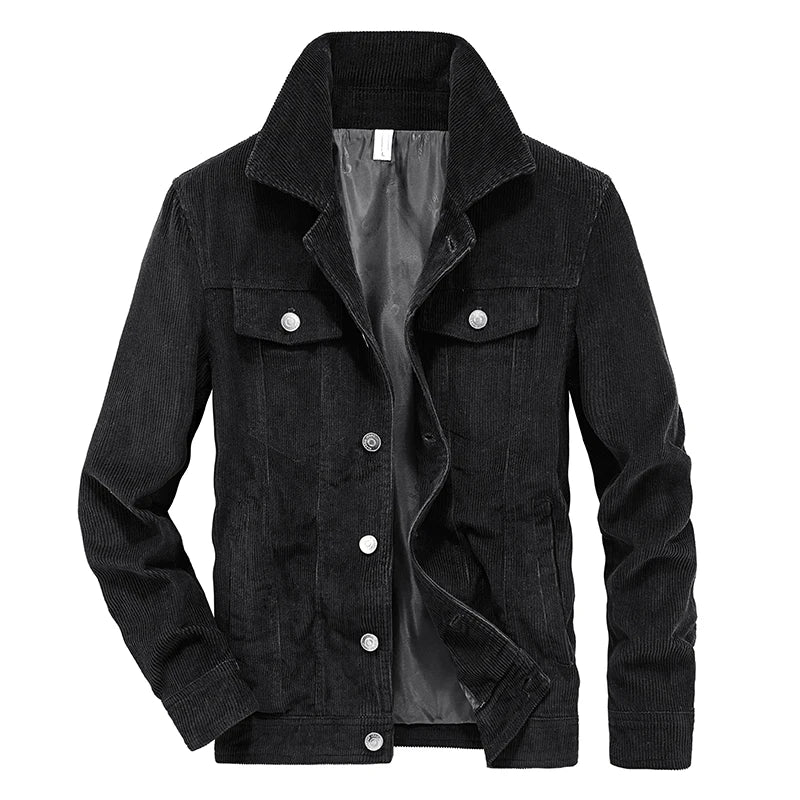 Herren Cord Jacke Slim Fit, Vintage Casual Übergangsjacke für Frühling und Herbst mit Reißverschluss und langen Ärmeln