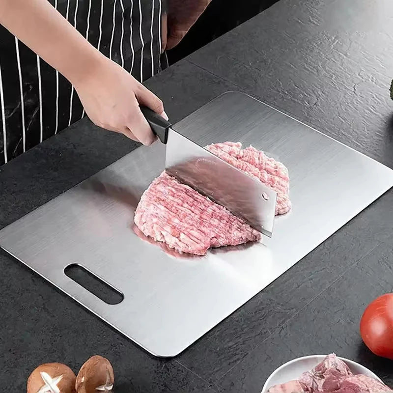 Küchen-Schneidebrett aus Edelstahl 316, beidseitiges und verdicktes Schneidebrett für Obst und Fleisch