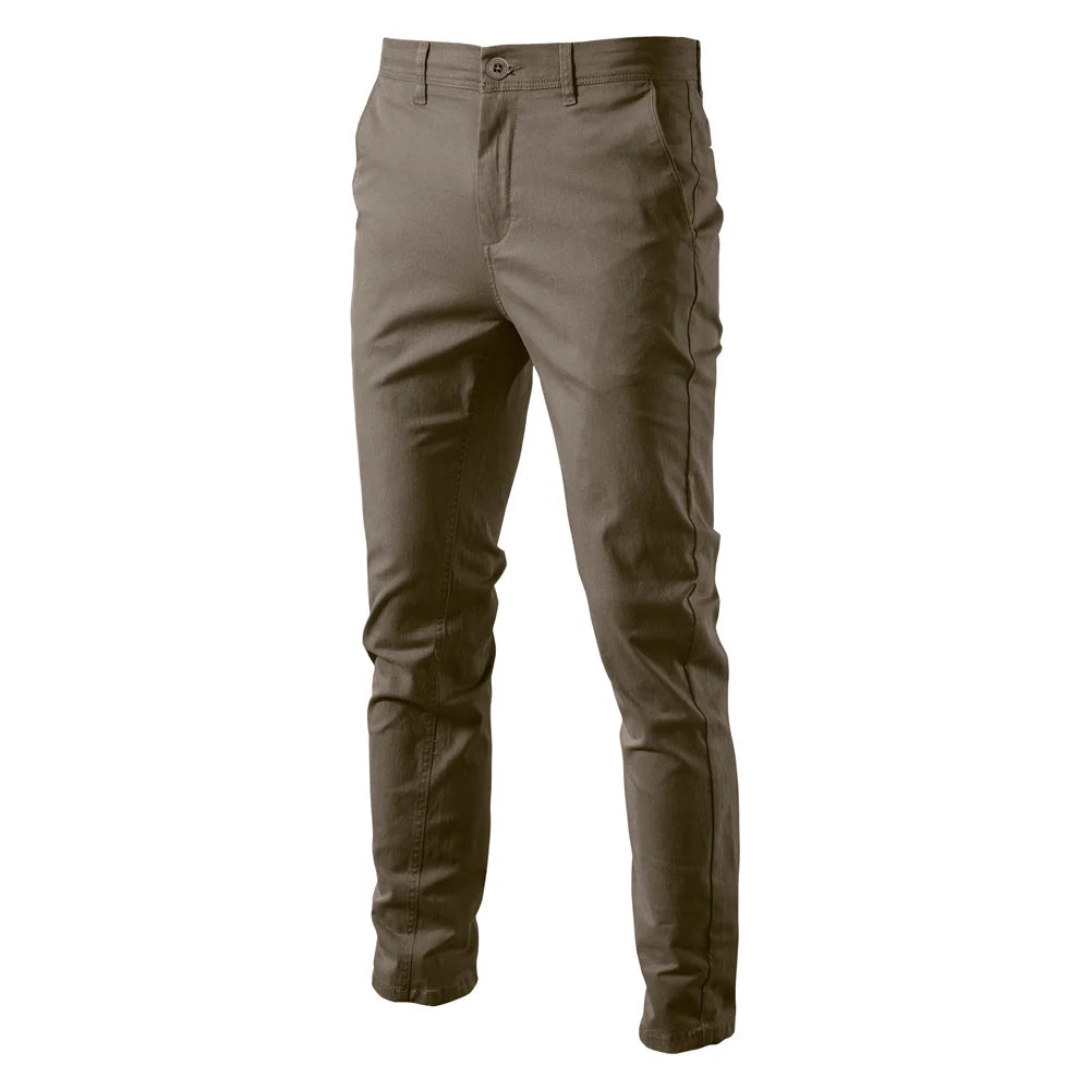 Herren Stoffhose Slim Fit, einfarbige klassische Businesshose für Frühling und Herbst