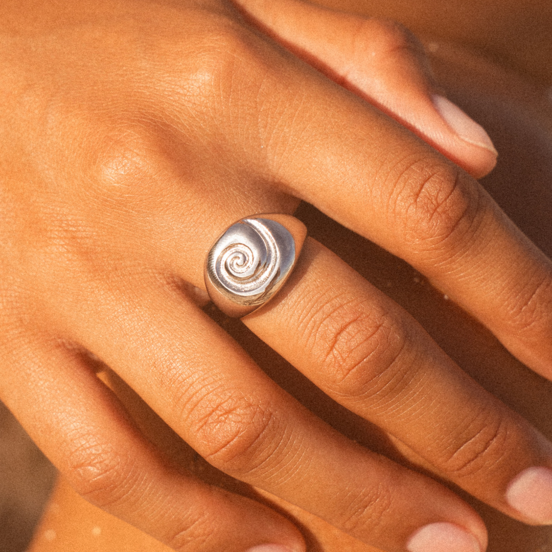 Damen Ring Gold Spiral Nautilus wasserdicht hypoallergen