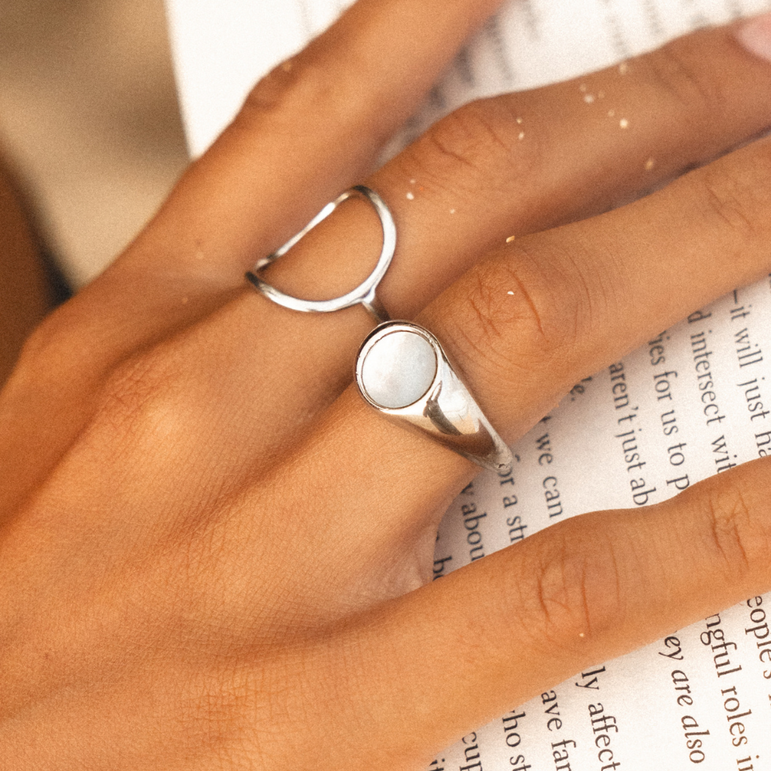 Damen Ring Gold Perlmutt wasserfest hypoallergen