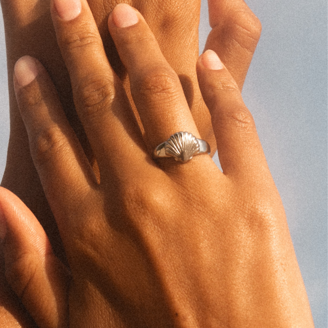 Damen Ring Gold Muschel wasserfest hypoallergen