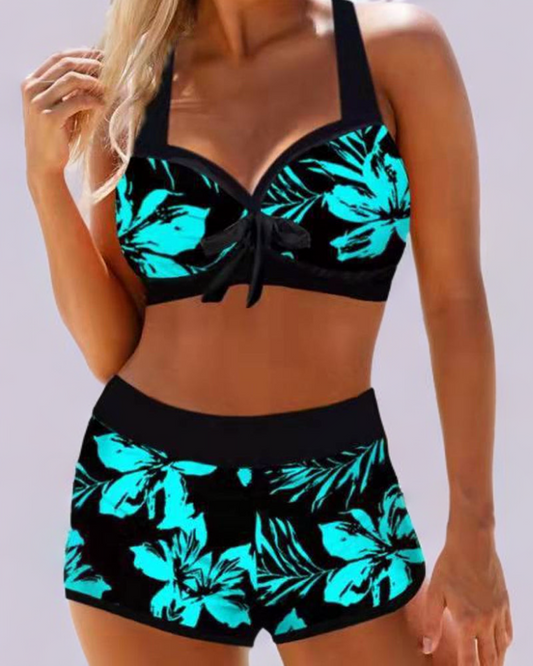 Anna | Badeanzug mit hoher Taille und Blumendruck