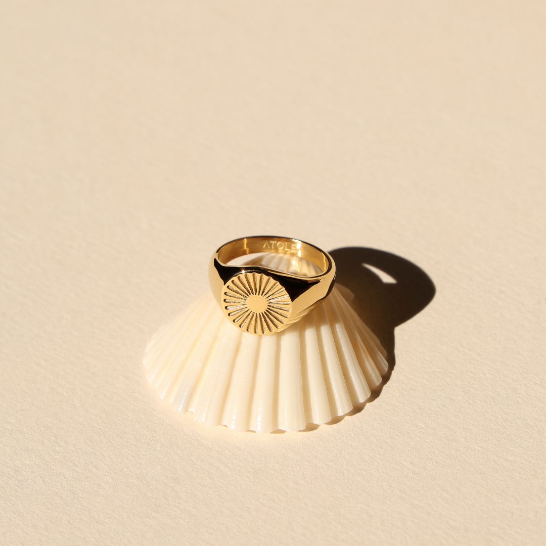 Damen Ring gold wasserfest hypoallergen breit 18k PVD Beschichtung