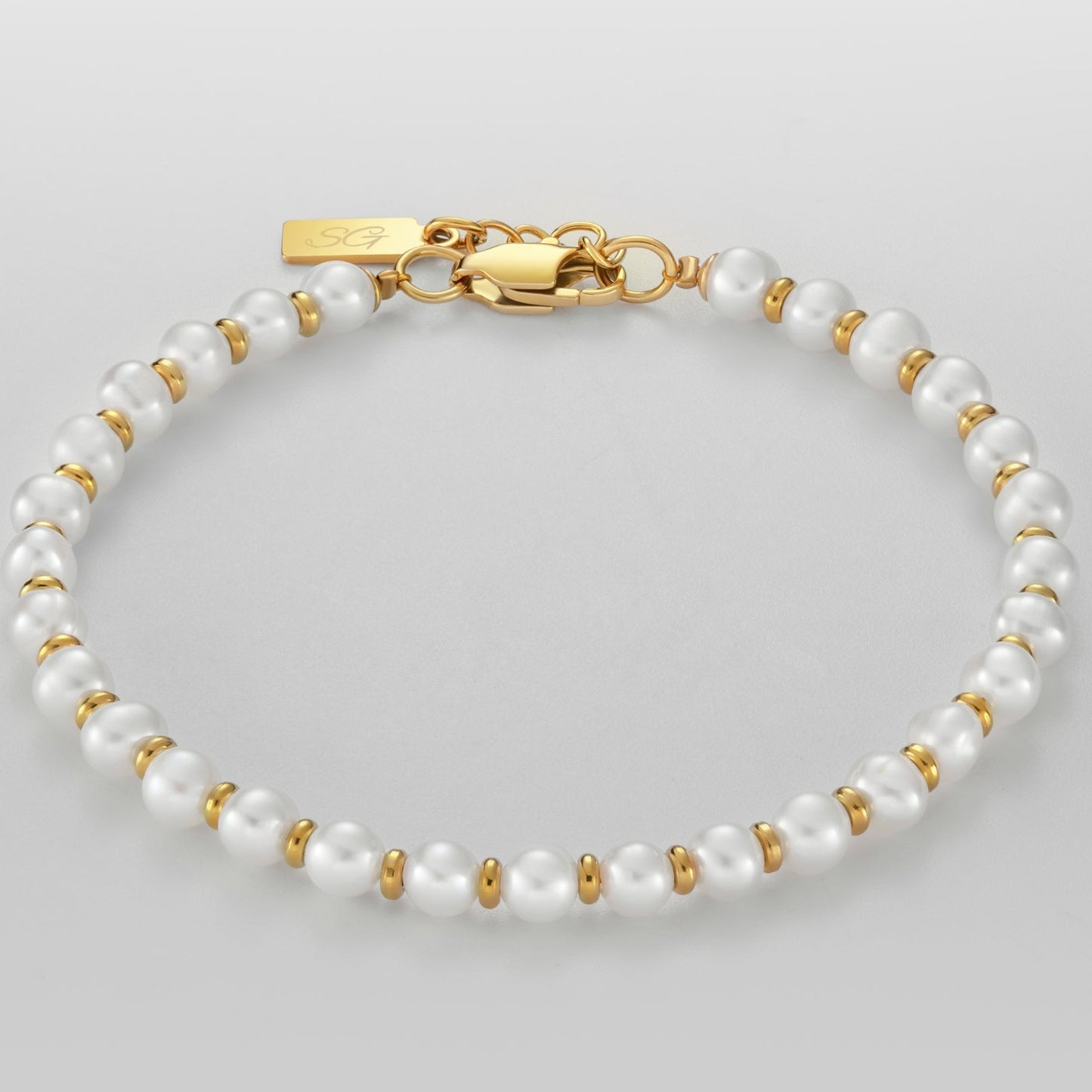 Damen Perlenarmband mit echten Süßwasserperlen, verstellbares Schmuckarmband aus Edelstahl