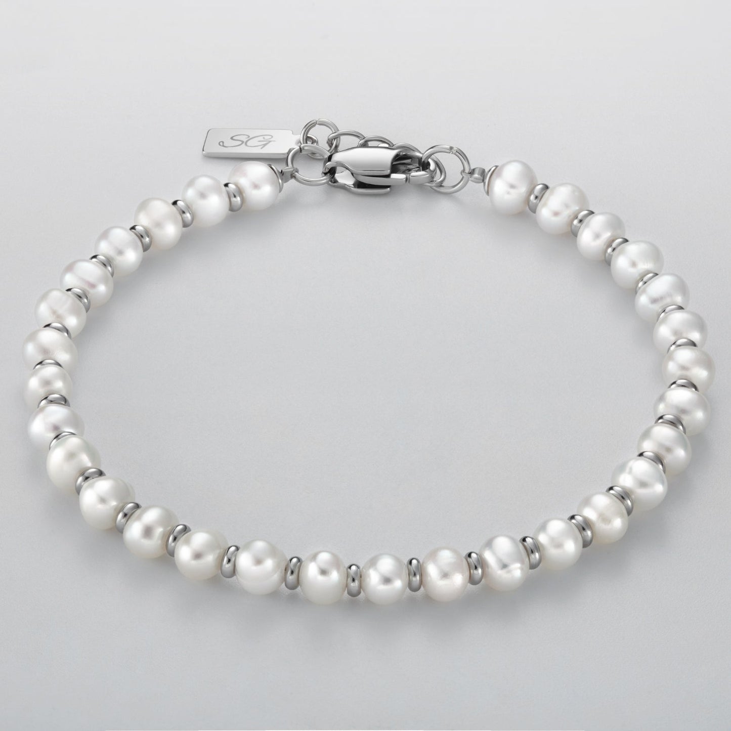 Damen Perlenarmband mit echten Süßwasserperlen, verstellbares Schmuckarmband aus Edelstahl