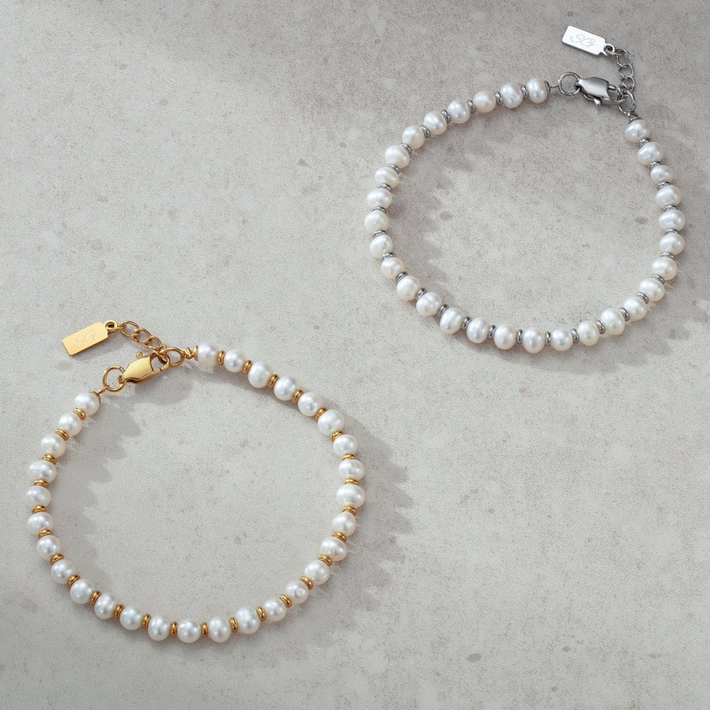 Damen Perlenarmband mit echten Süßwasserperlen, verstellbares Schmuckarmband aus Edelstahl